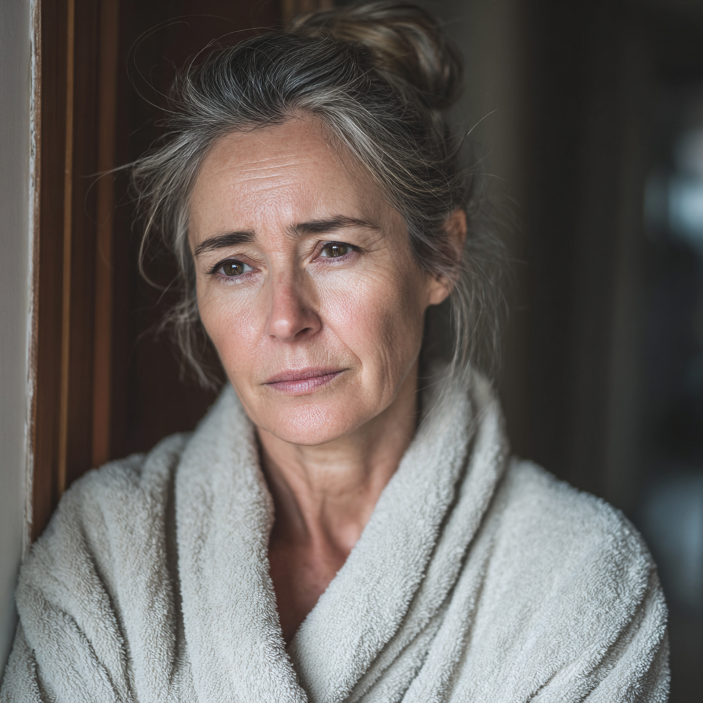 Eine ältere Frau mit traurigem Blick | Quelle: Midjourney