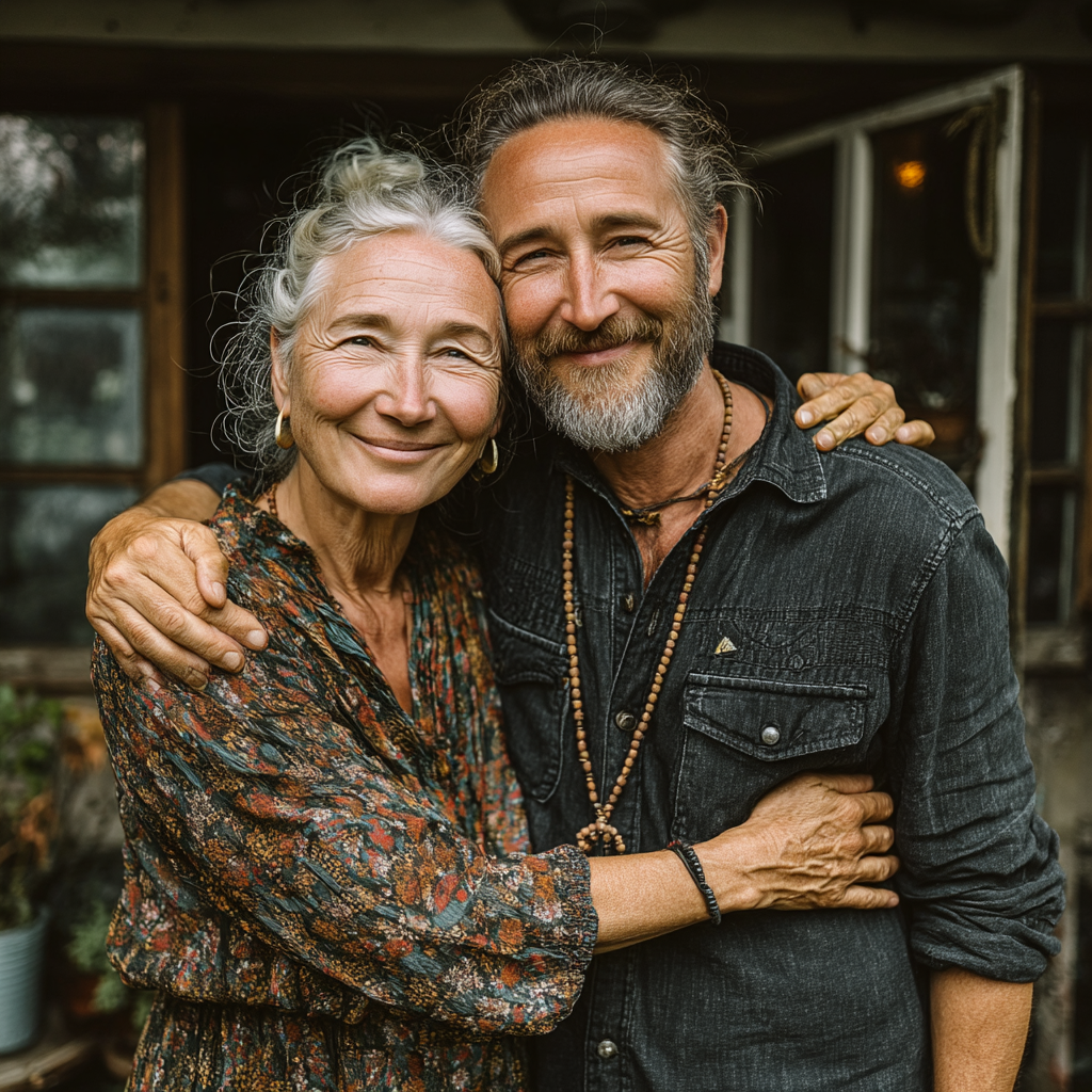 Eine Frau, die einen Mann umarmt | Quelle: Midjourney