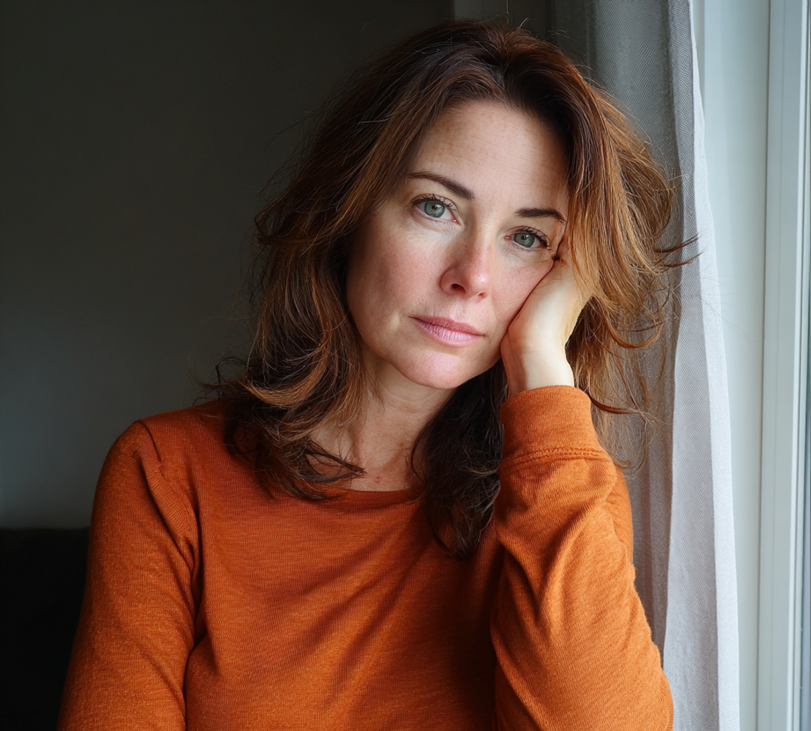 Eine Frau lehnt an einem Fenster | Quelle: Midjourney