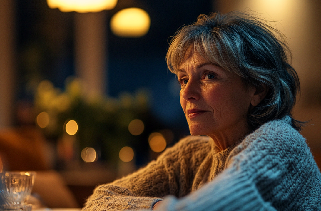 Eine Frau starrt jemanden beim Abendessen an | Quelle: Midjourney
