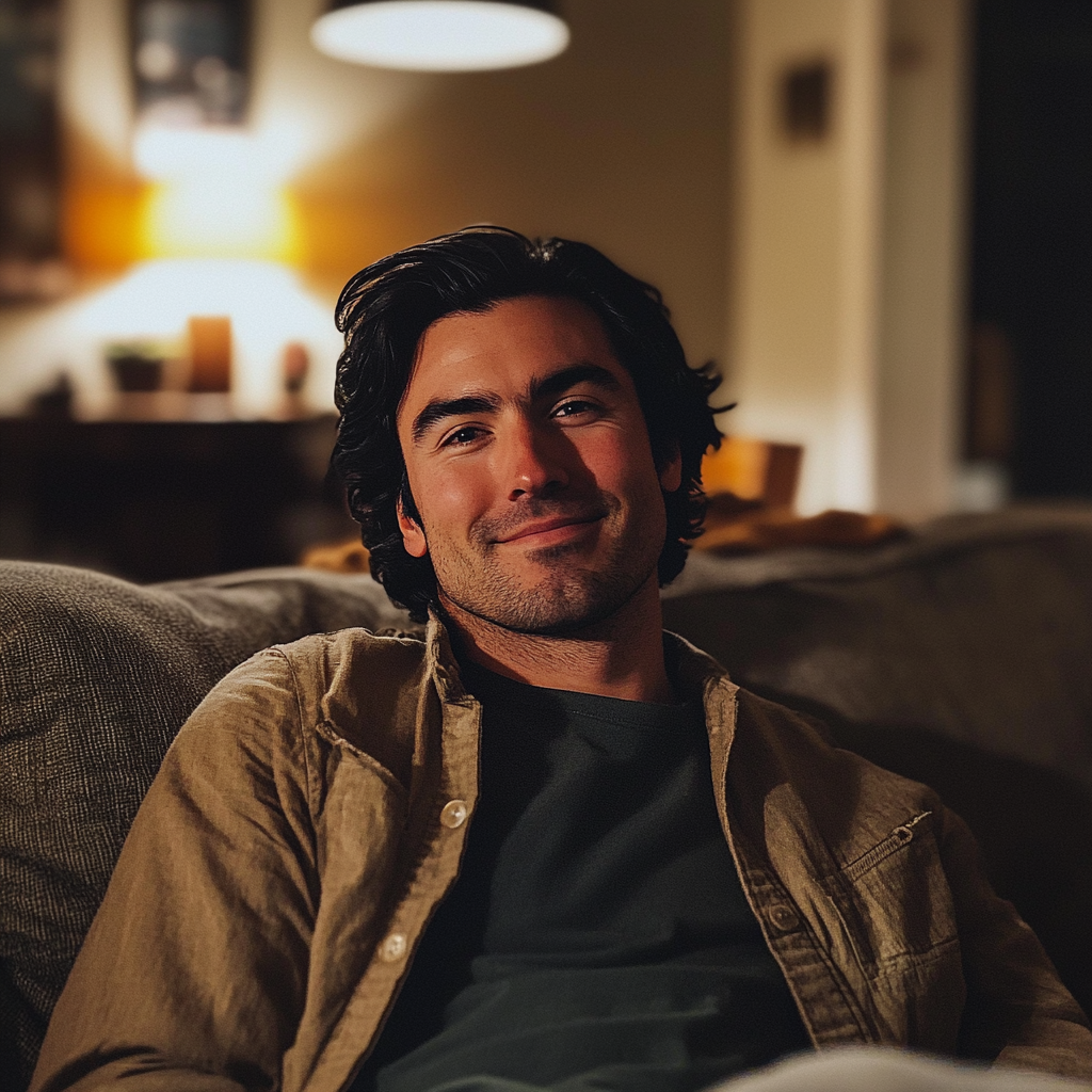Ein Mann sitzt auf einer Couch | Quelle: Midjourney