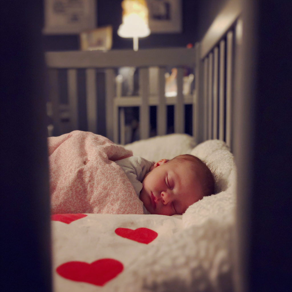 Ein schlafendes Baby in einem Kinderbett | Quelle: Midjourney