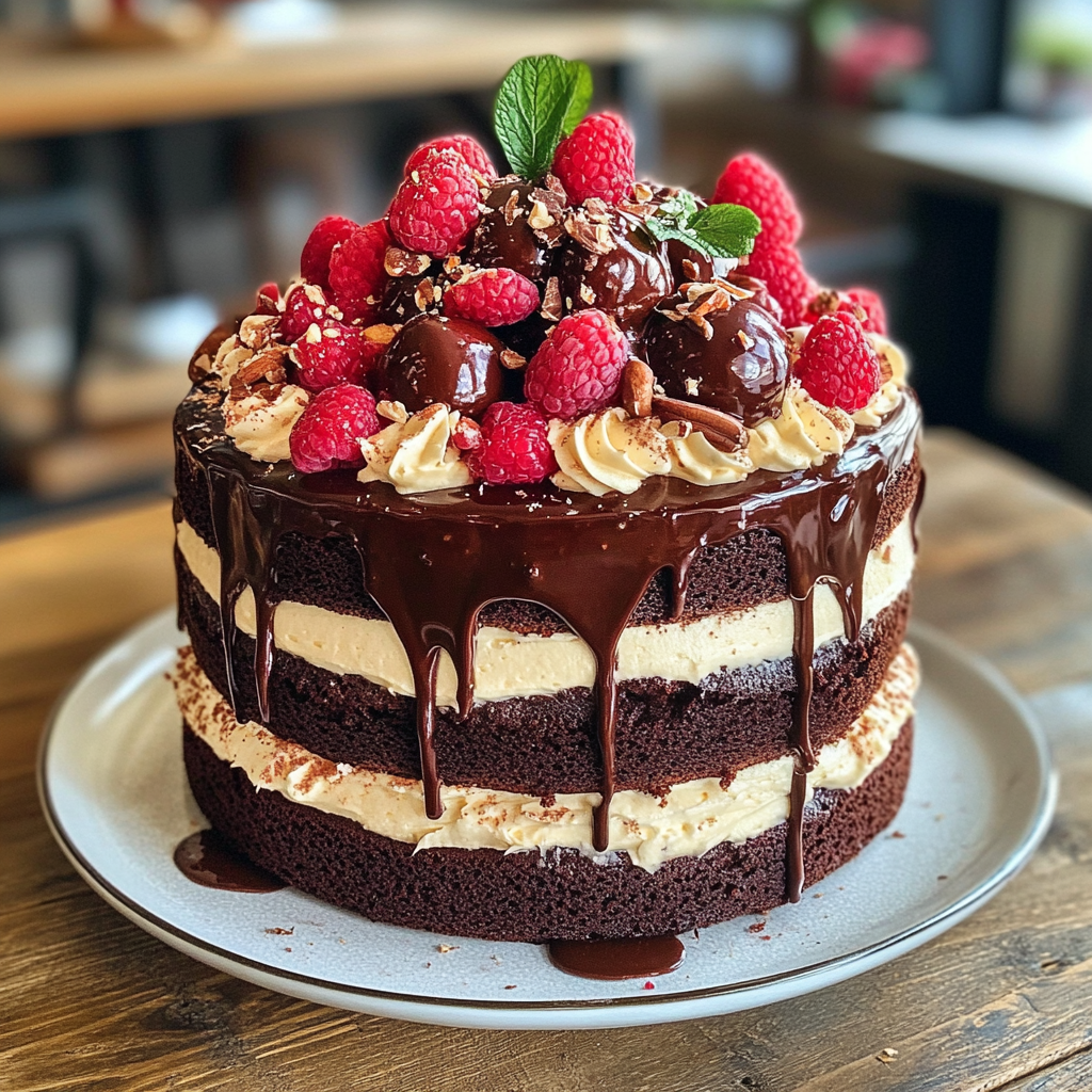 Ein Schokoladenkuchen auf einem Tisch | Quelle: Midjourney