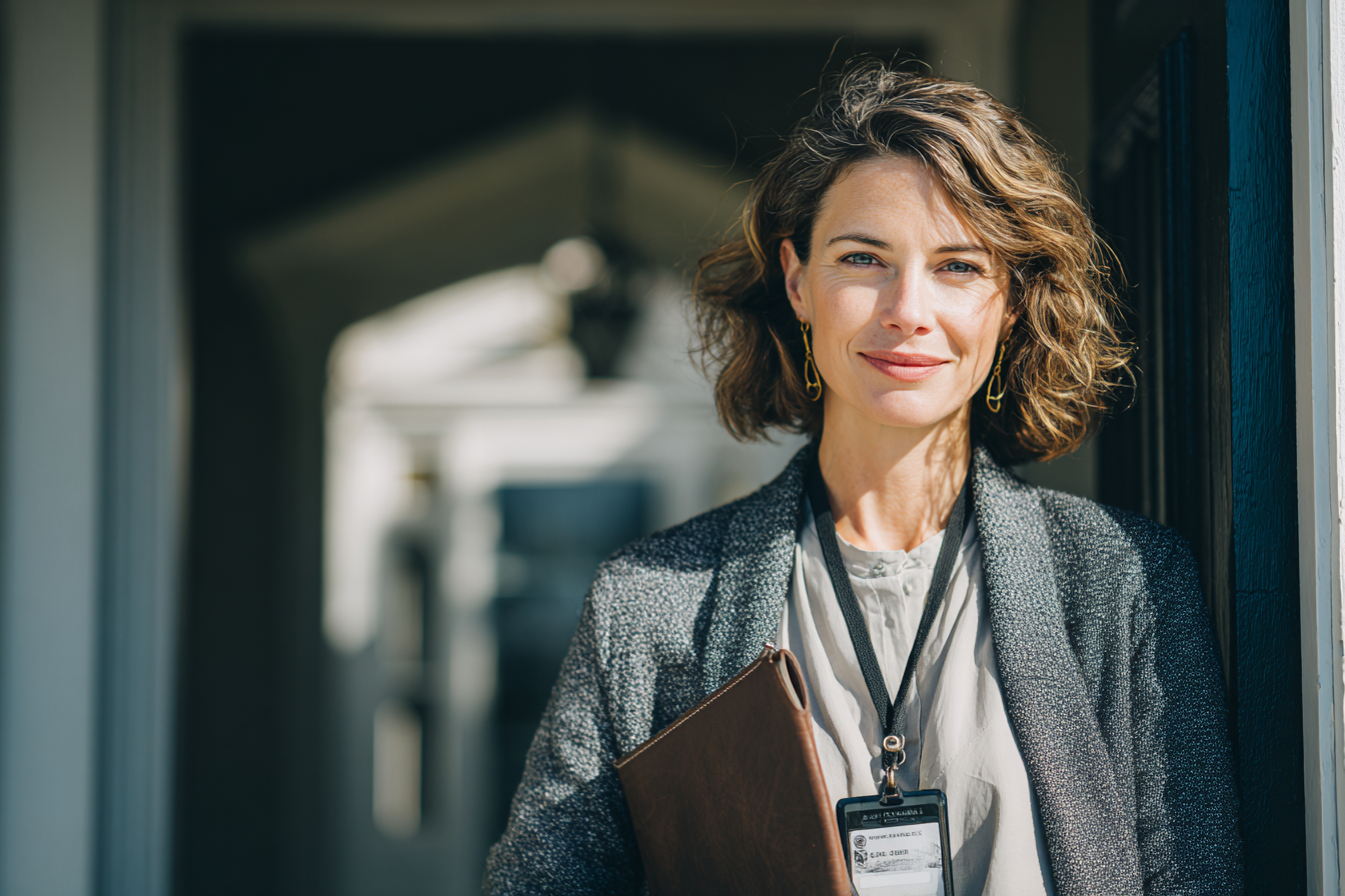 Eine Frau steht vor einem Haus | Quelle: Midjourney