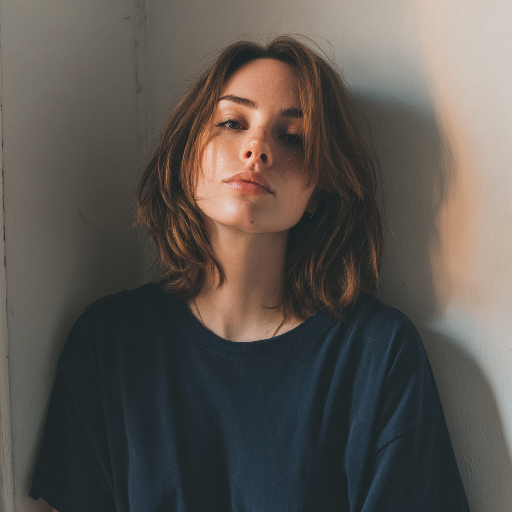 Eine erschöpfte Frau lehnt an einer Wand | Quelle: Midjourney