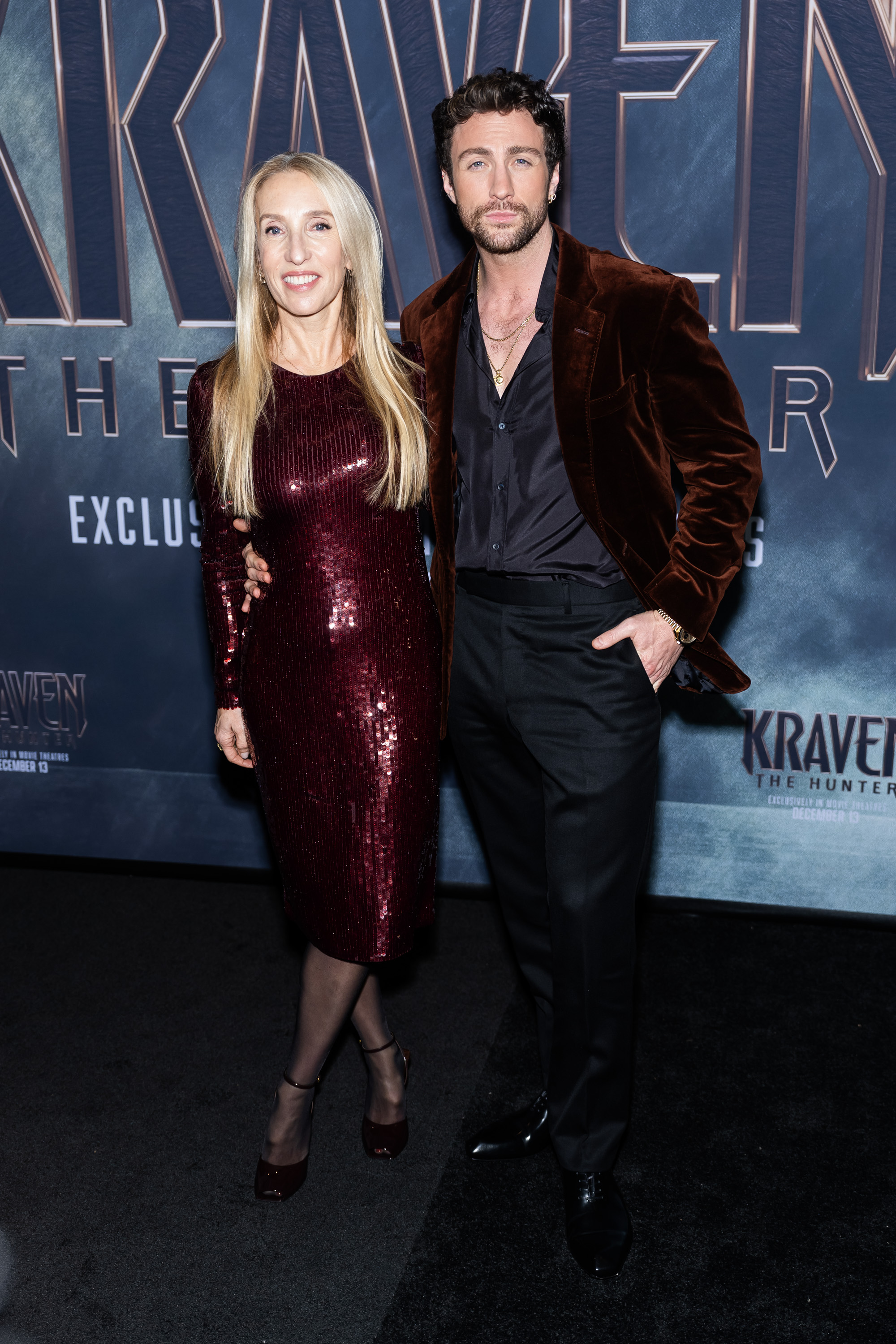 Sam und Aaron Taylor-Johnson bei der New Yorker Premiere von „Kraven The Hunter“ am 10. Dezember 2024 | Quelle: Getty Images