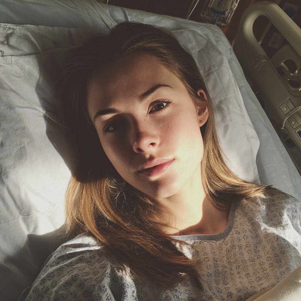Eine Frau, die in einem Krankenhausbett liegt | Quelle: Midjourney