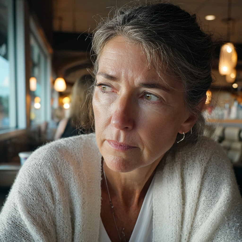 Eine ältere Frau sitzt in einem Diner | Quelle: Midjourney