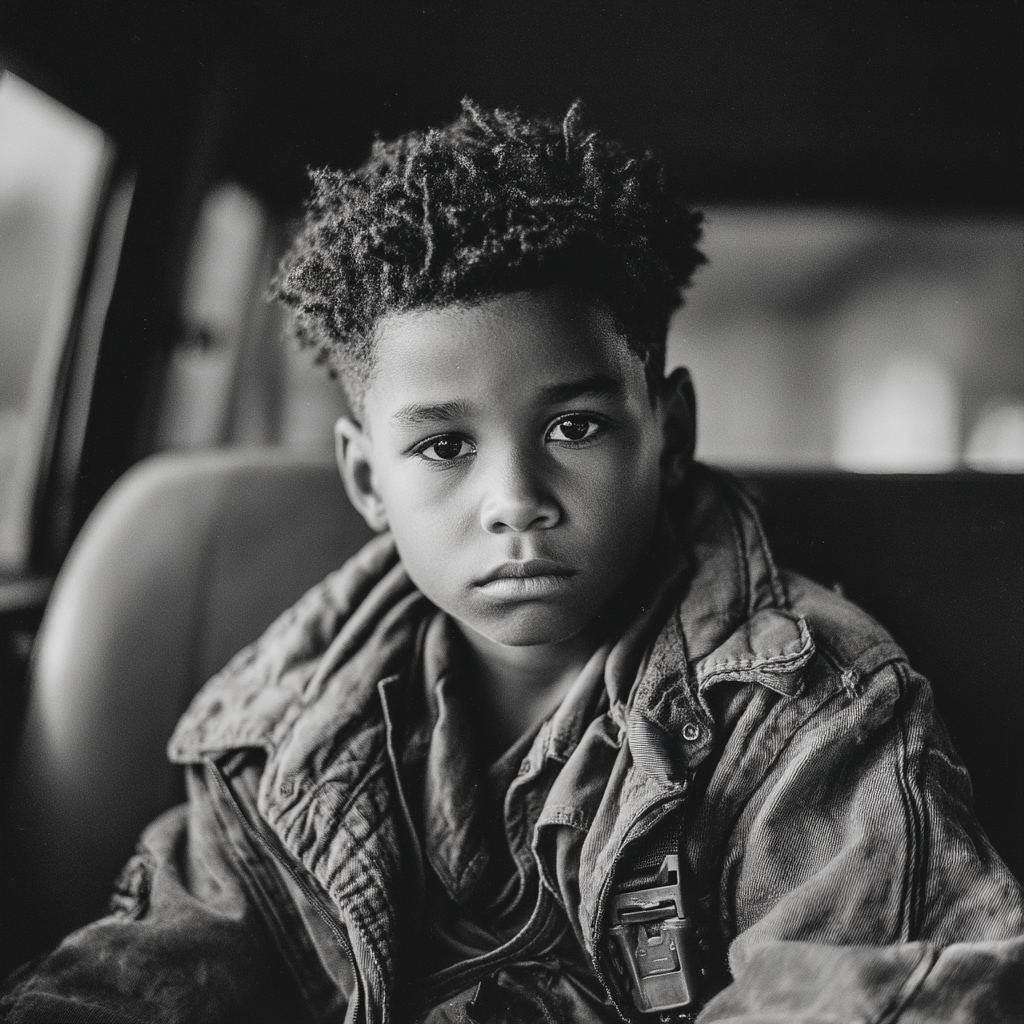 Ein schweres Kind auf dem Rücksitz eines Autos | Quelle: Midjourney