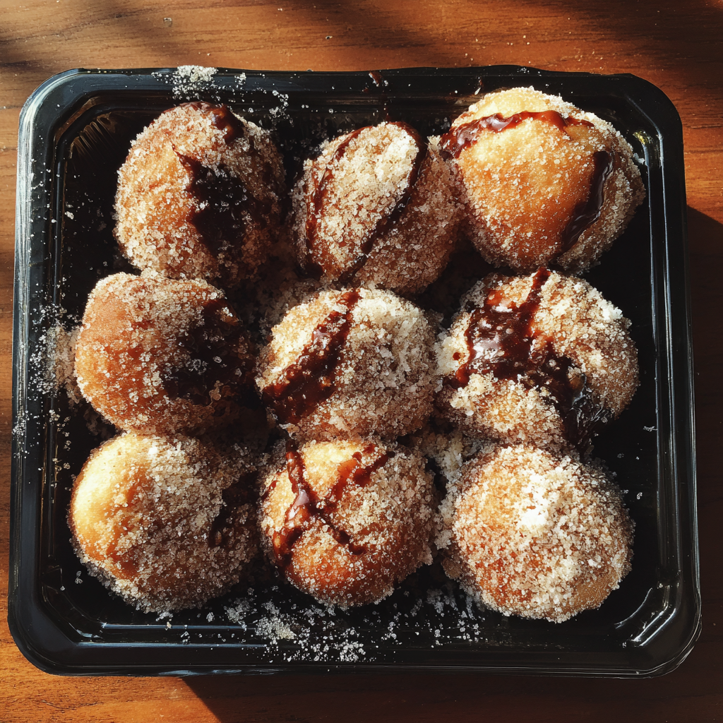 Ein Tablett mit frittierten Teigbällchen | Quelle: Midjourney
