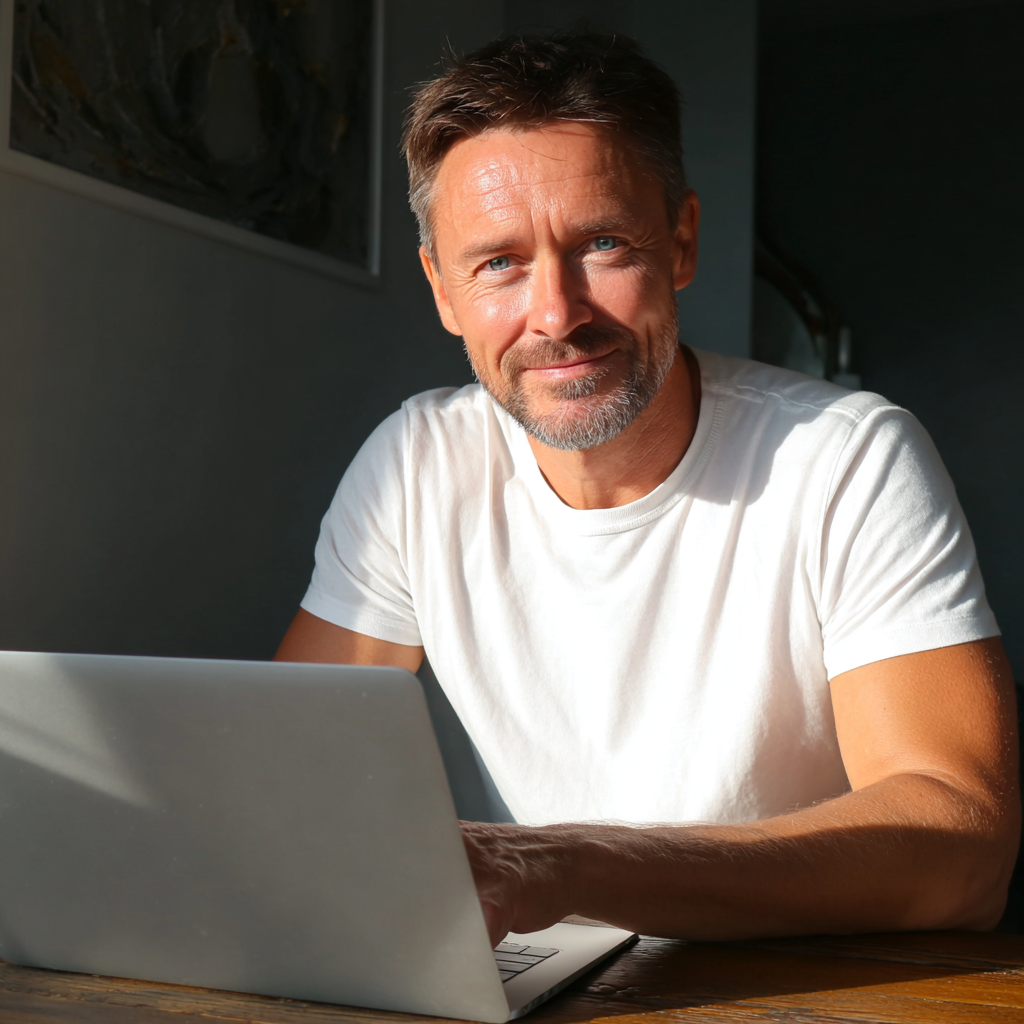 Ein älterer Mann an seinem Laptop | Quelle: Midjourney