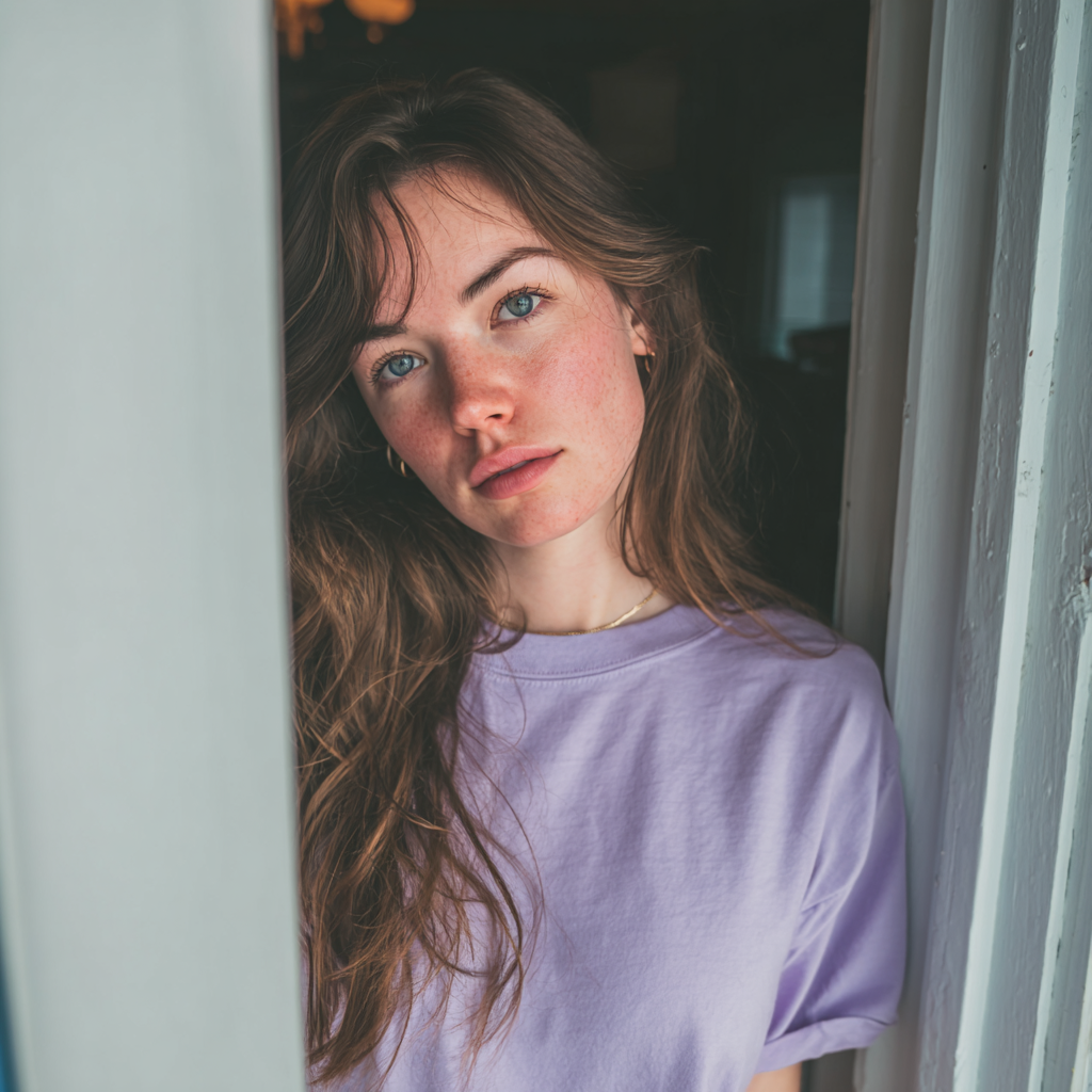 Eine Frau, die an einer Haustür steht | Quelle: Midjourney