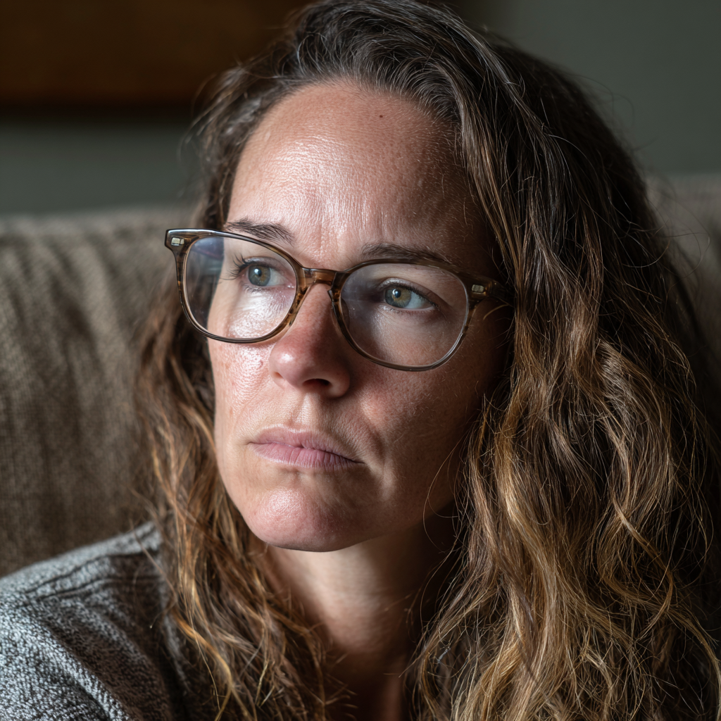 Eine Nahaufnahme einer emotionalen Frau | Quelle: Midjourney