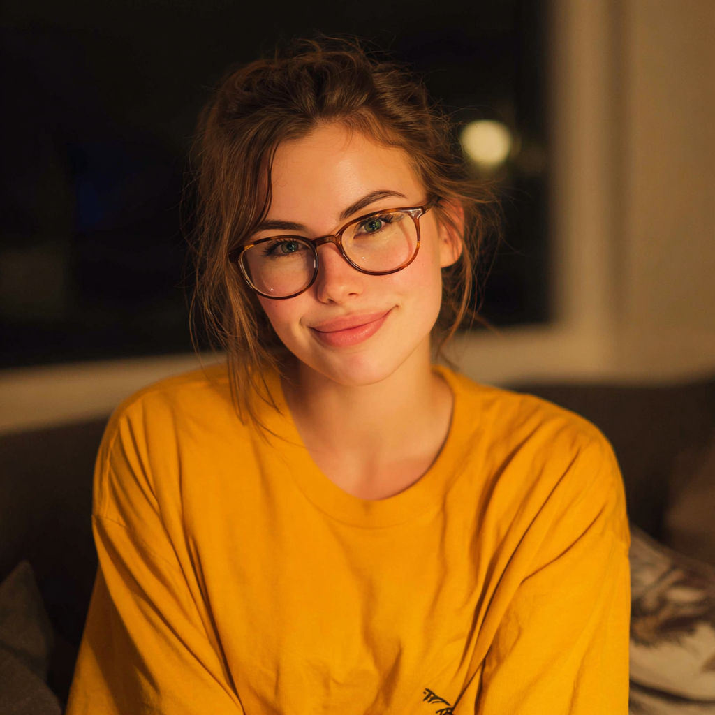 Eine lächelnde Frau mit einem gelben T-Shirt | Quelle: Midjourney