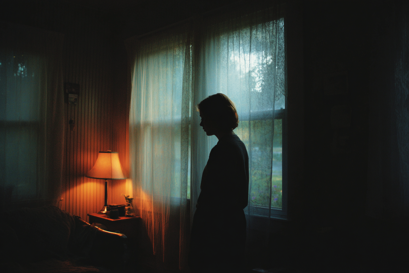 Silhouette einer Frau in der Nähe eines Fensters | Quelle: Midjourney