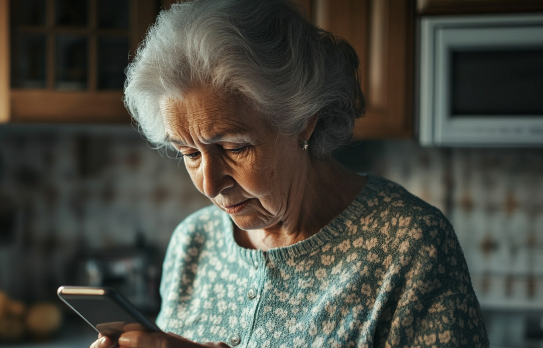 Eine Frau schaut auf ihr Telefon | Quelle: Midjourney