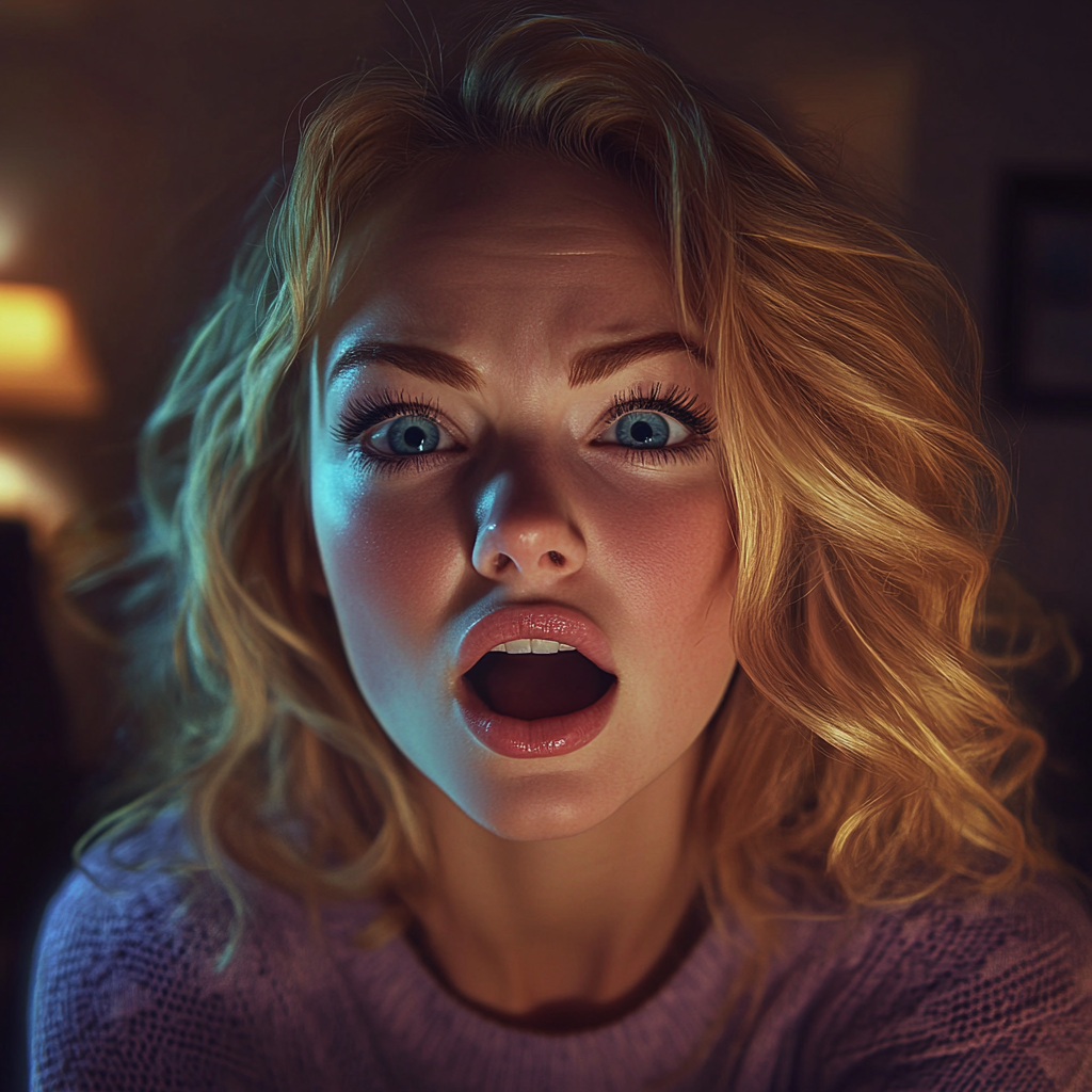 Eine erschrockene junge Frau | Quelle: Midjourney