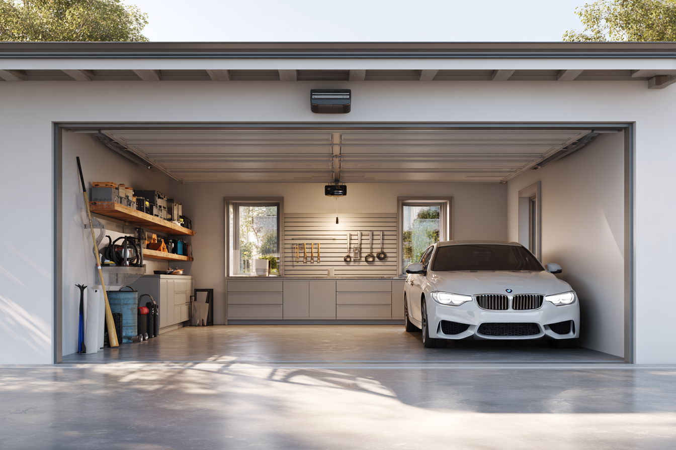 Ein Auto in einer Garage | Quelle: Midjourney