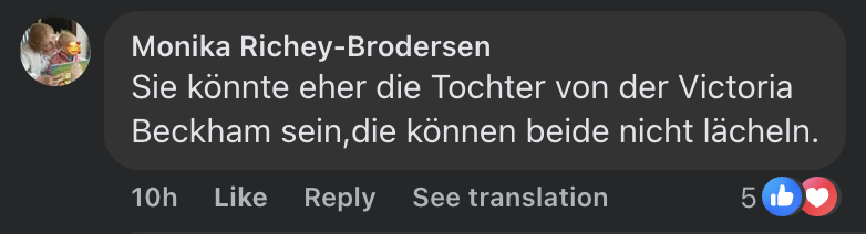 Kommentar eines Nutzers zu Lenis ernstem Gesichtsausdruck in Fotos | Quelle: Getty Images