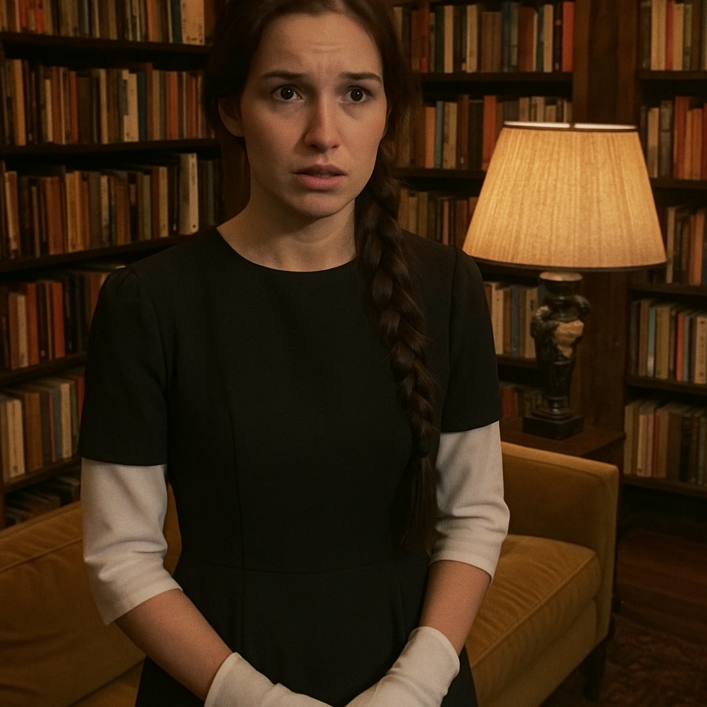 Ein Dienstmädchen in einer Hausbibliothek | Quelle: Sora
