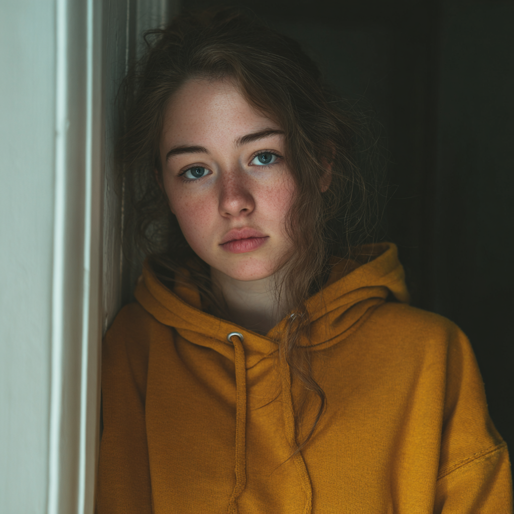Ein Mädchen im Teenageralter lehnt an einer Wand | Quelle: Midjourney