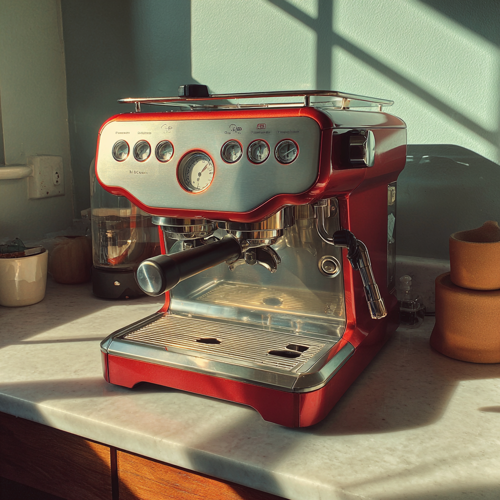 Eine Espressomaschine auf einem Tresen | Quelle: Midjourney