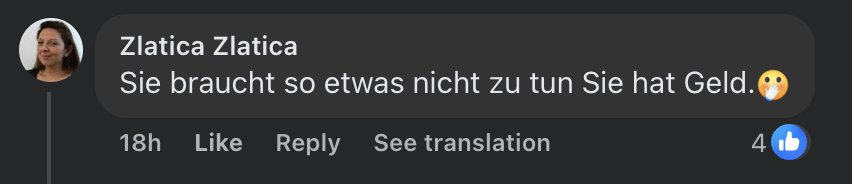 Screenshot eines Kommentars | Quelle: Facebook/Promipool