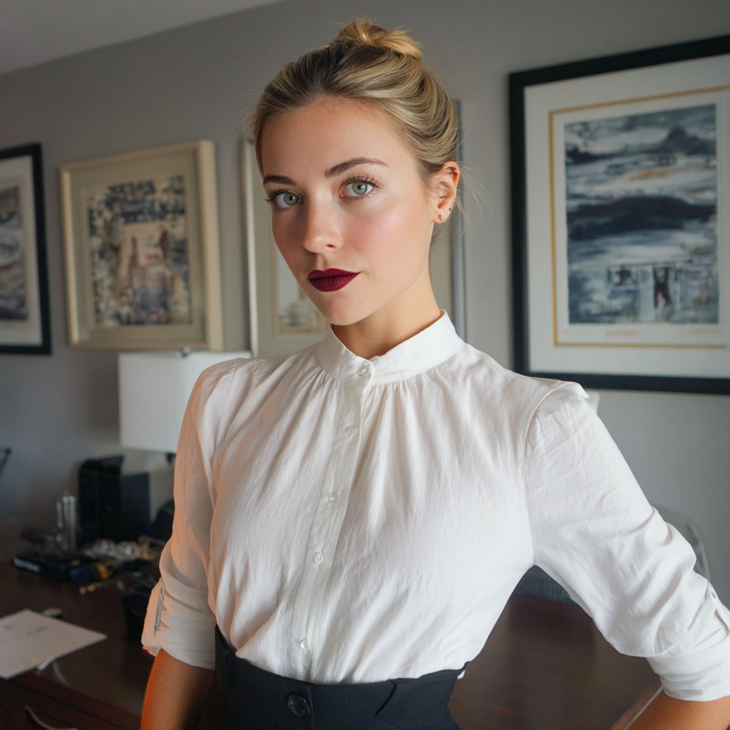 Eine Frau, die in einem Wohnzimmer steht | Quelle: Midjourney