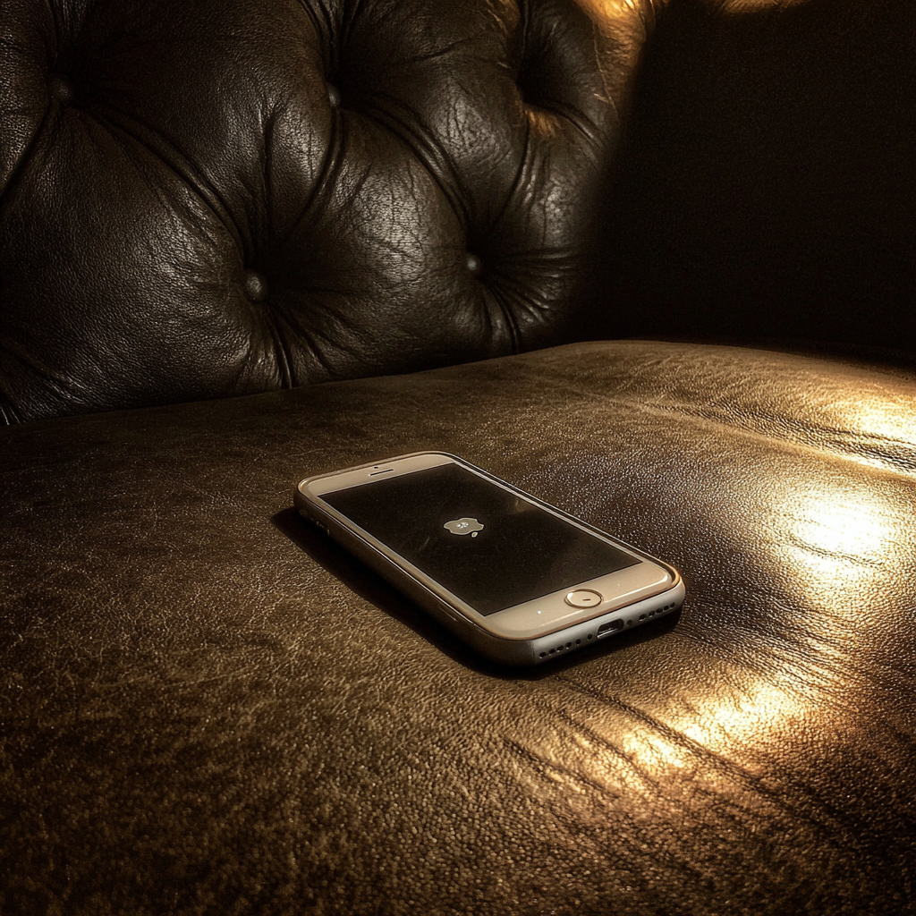 Ein Mobiltelefon auf einer Couch | Quelle: Midjourney