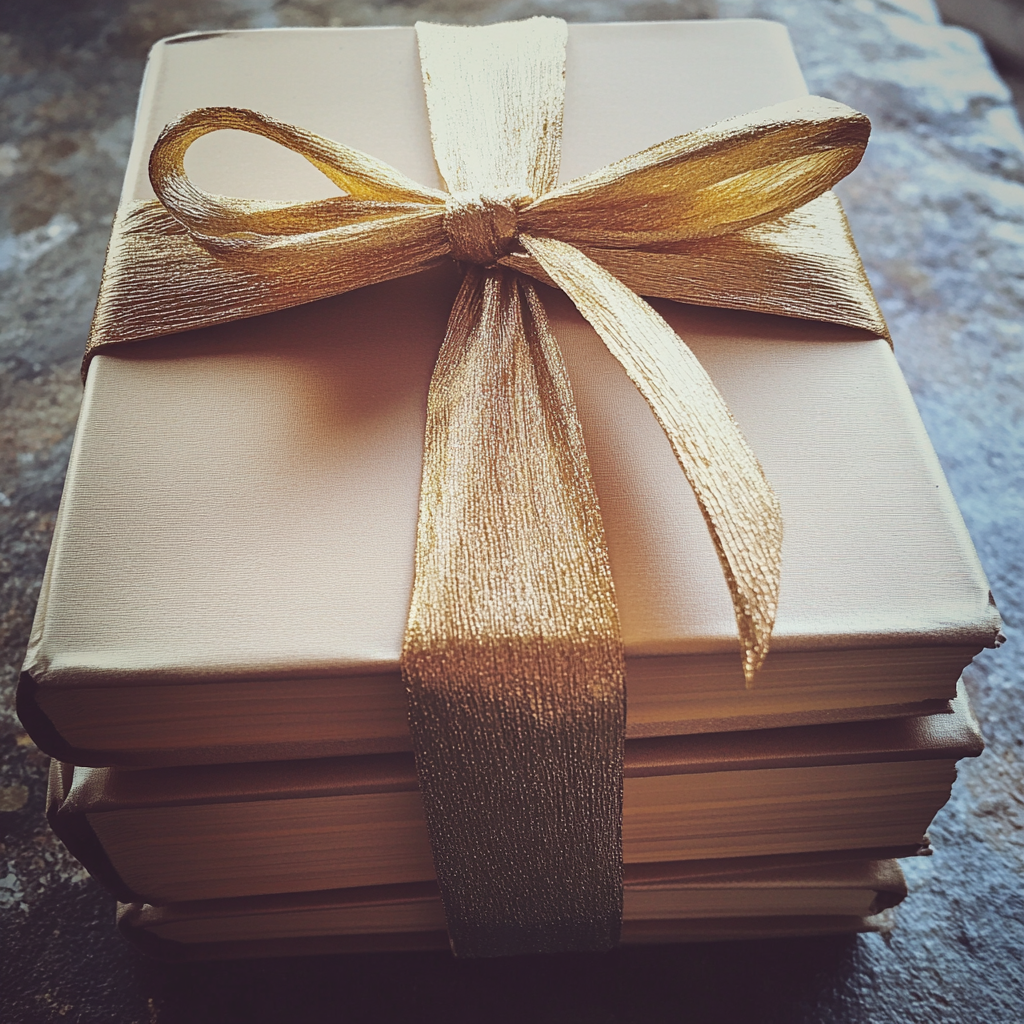 Eine Reihe von Büchern mit einer Schleife verpackt | Quelle: Midjourney