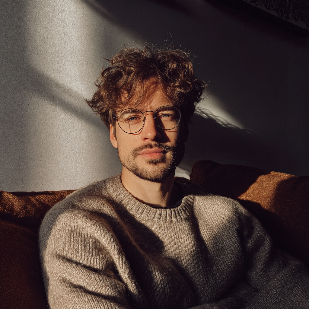 Ein Mann sitzt auf einer Couch | Quelle: Midjourney