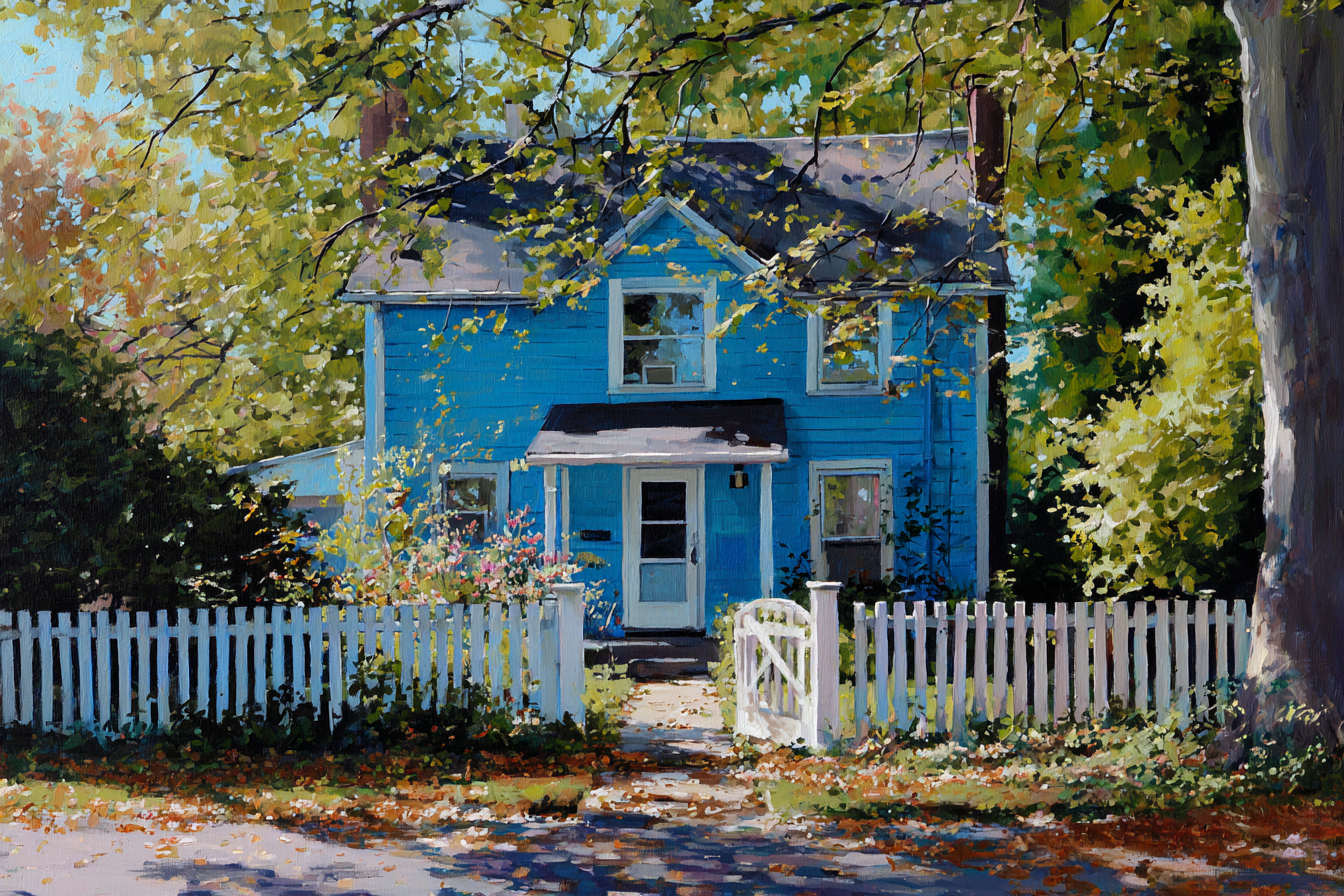 Ein blaues Haus | Quelle: Midjourney