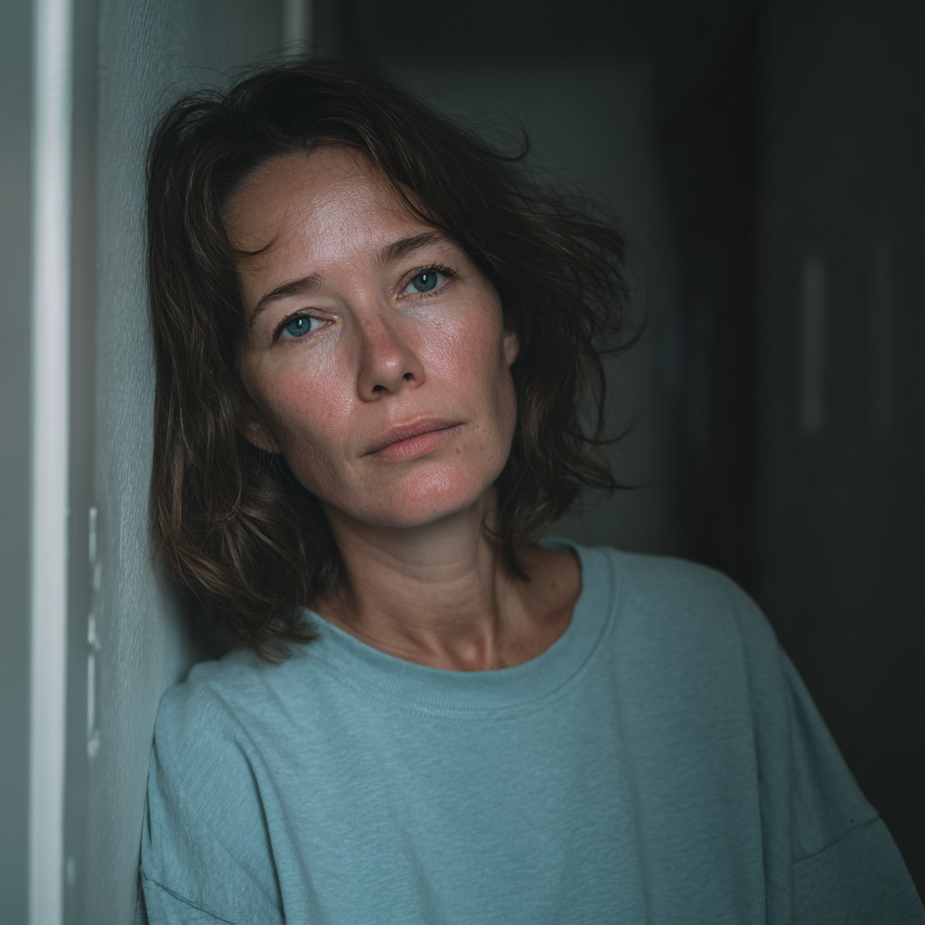 Eine Frau lehnt an einer Wand | Quelle: Midjourney
