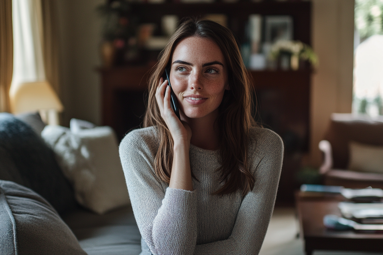 Eine Frau, die mit ihrem Handy telefoniert | Quelle: Midjourney