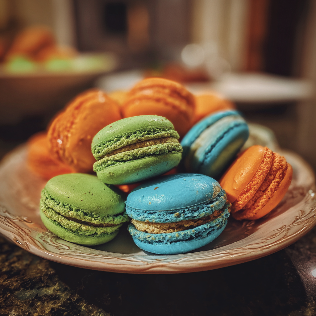 Ein Teller mit bunten Macarons | Quelle: Midjourney