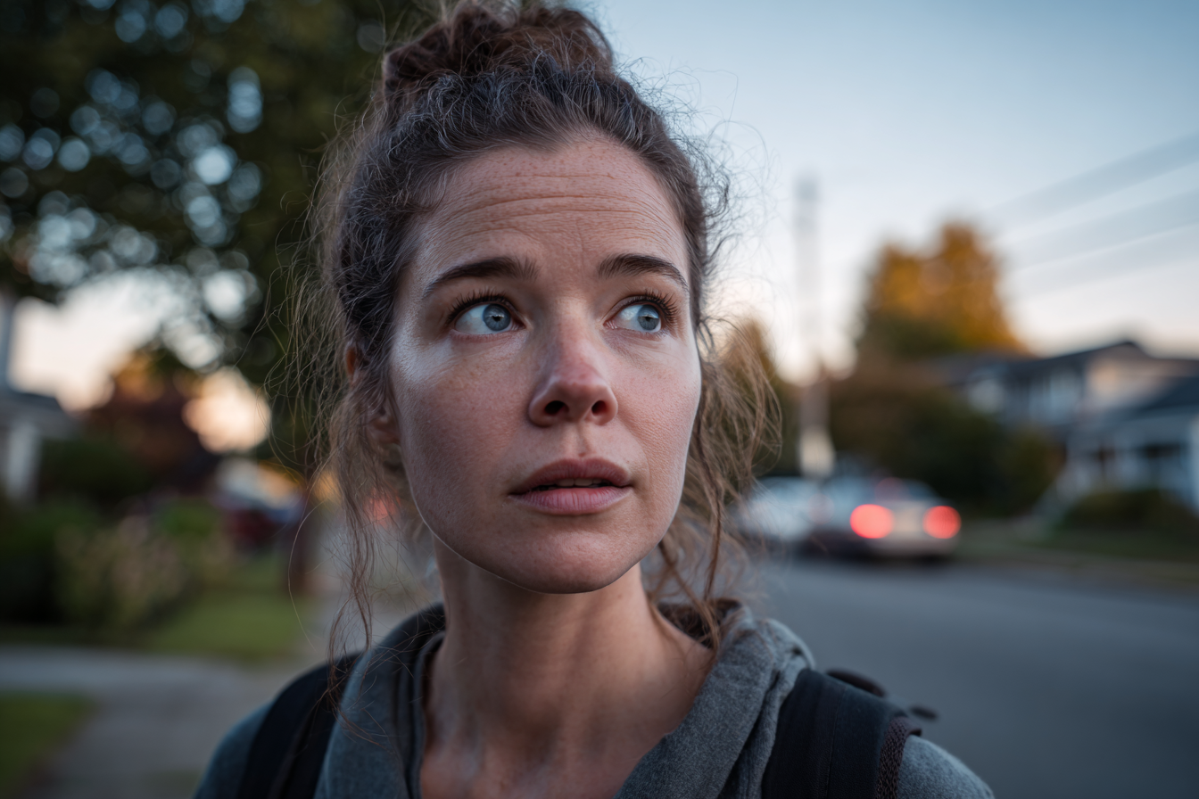 Eine Frau, die auf der Straße steht | Quelle: Midjourney