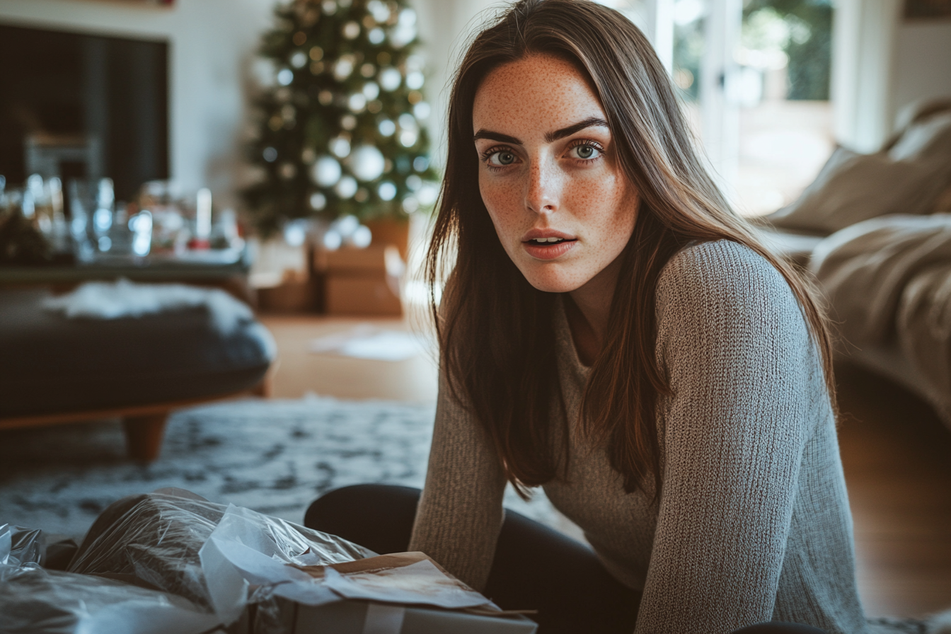 Eine grimmig dreinblickende Frau, die zur Seite starrt | Quelle: Midjourney