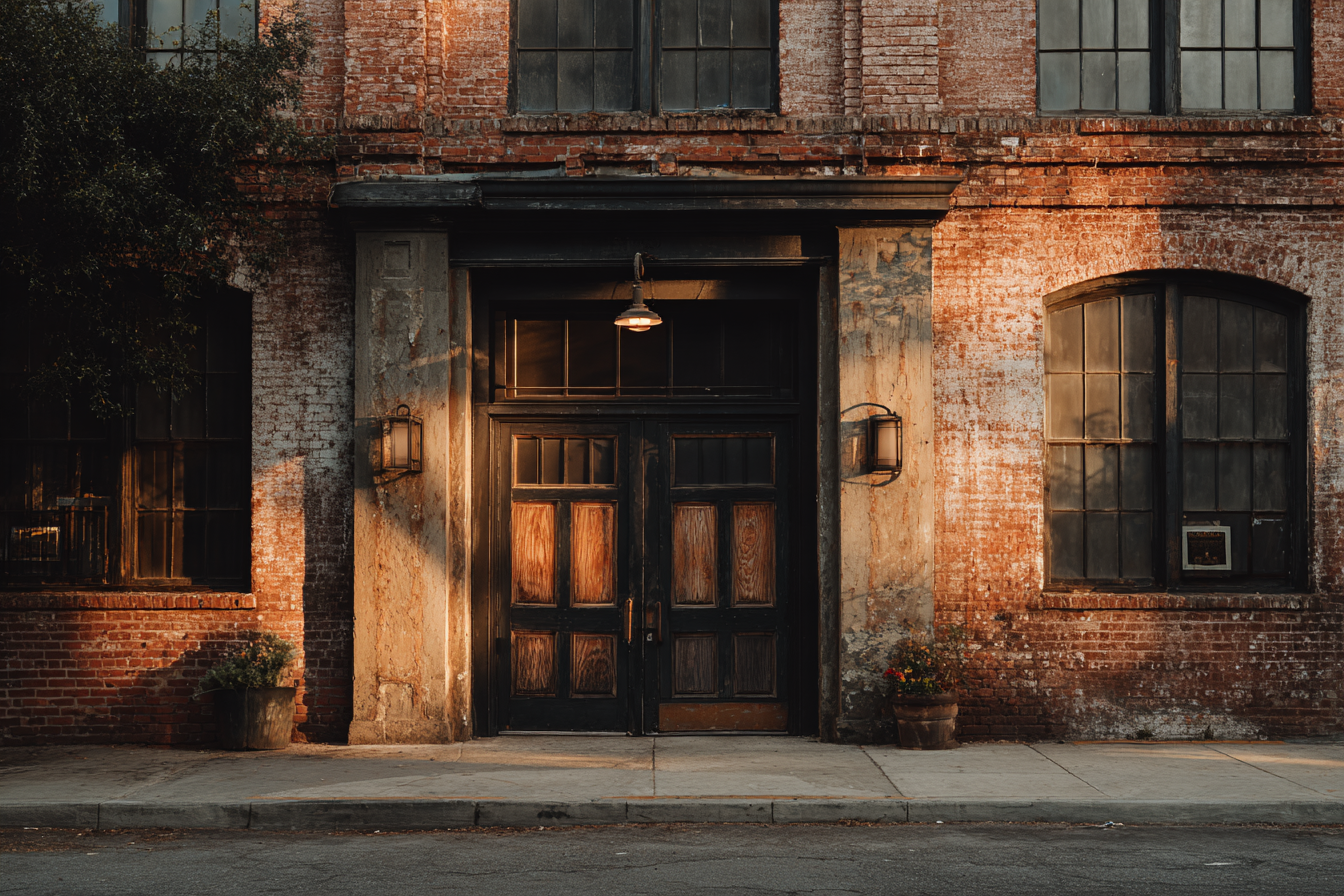 Ein altes zweistöckiges Gebäude auf der anderen Straßenseite | Quelle: Midjourney