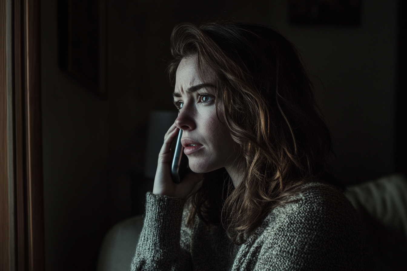 Eine Frau, die mit ihrem Handy telefoniert | Quelle: Midjourney