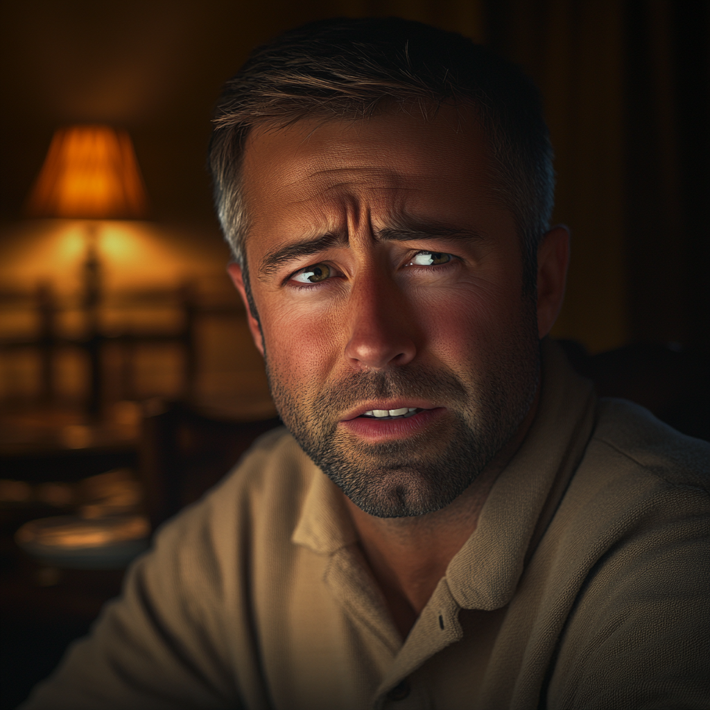 Ein emotionaler Mann, der in Gedanken versunken ist | Quelle: Midjourney