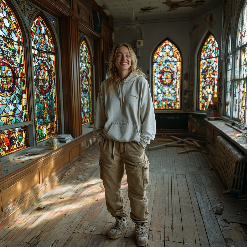 Eine glückliche Frau in einem heruntergekommenen Herrenhaus | Quelle: Amomama