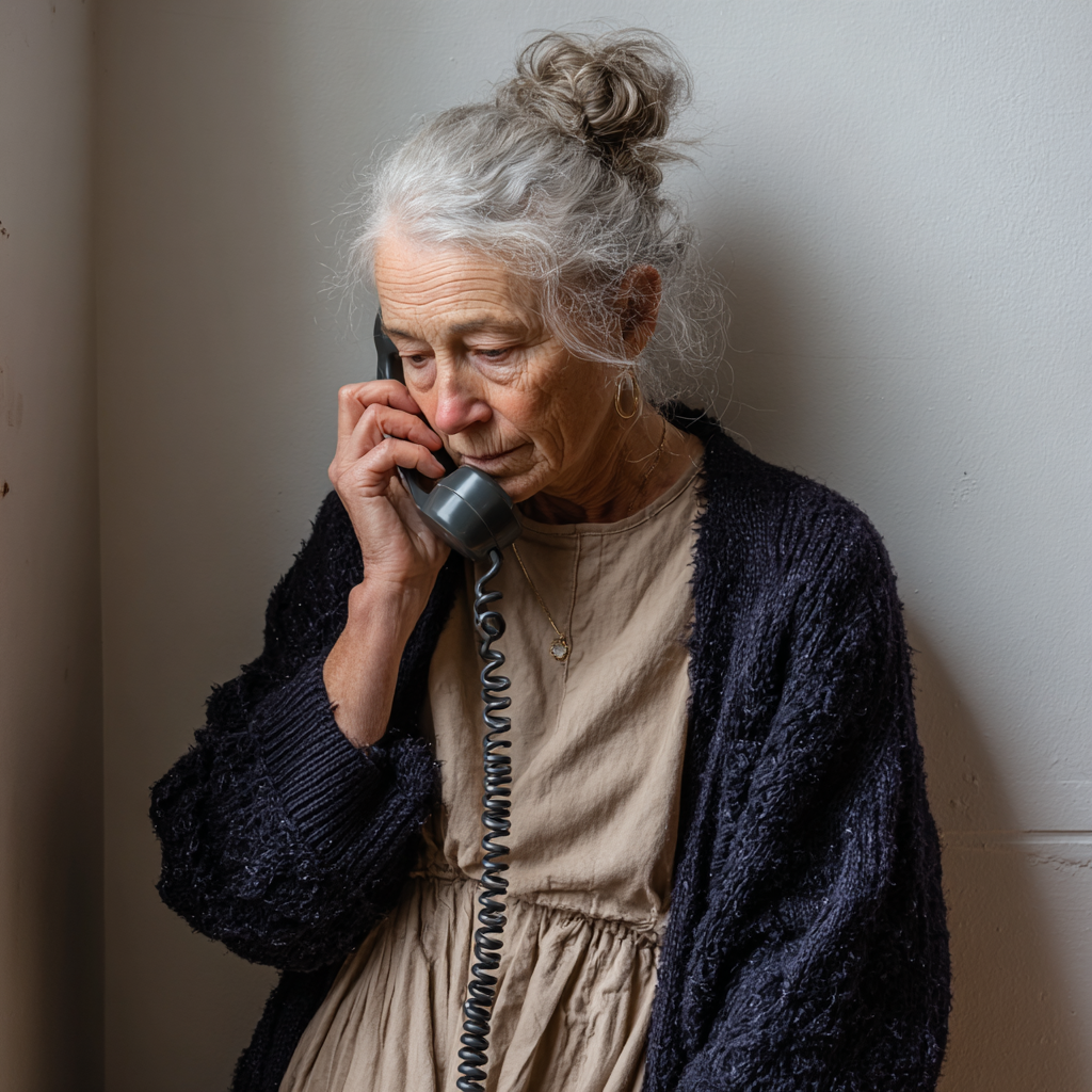 Eine alte Frau spricht am Telefon | Quelle: Midjourney