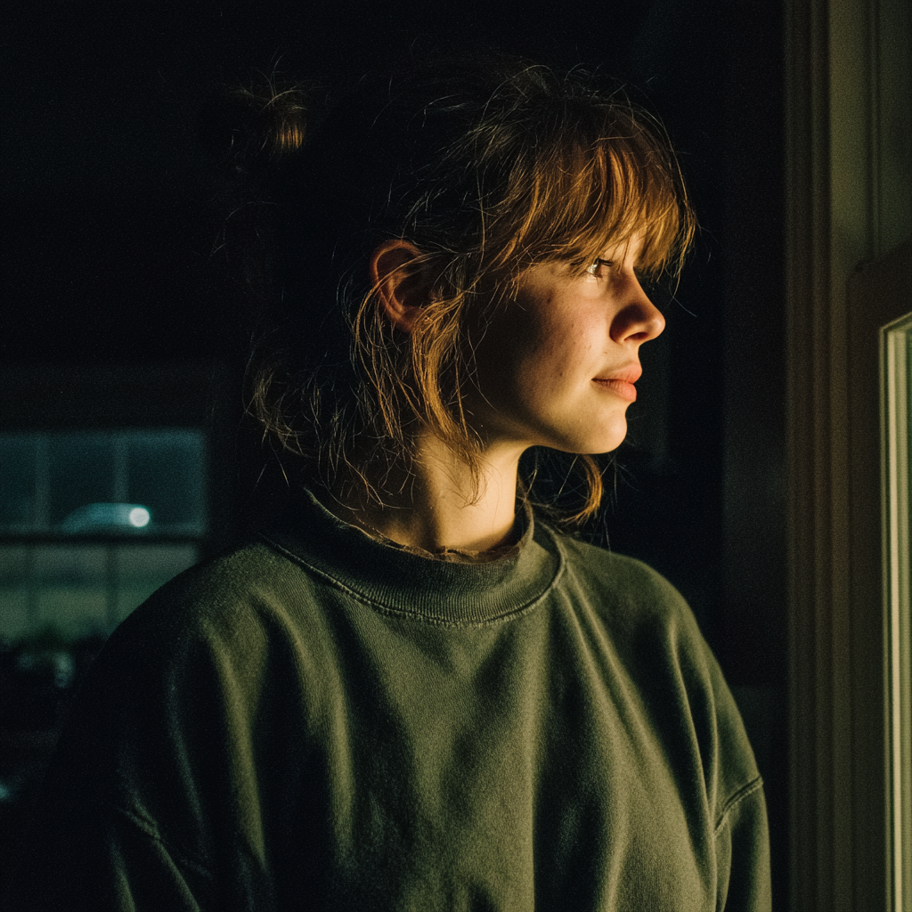 Ein Mädchen im Teenageralter schaut aus dem Fenster | Quelle: Midjourney