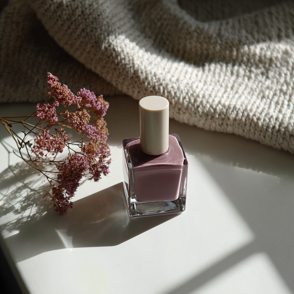 Eine Nagellackflasche auf einem Tisch | Quelle: Midjourney