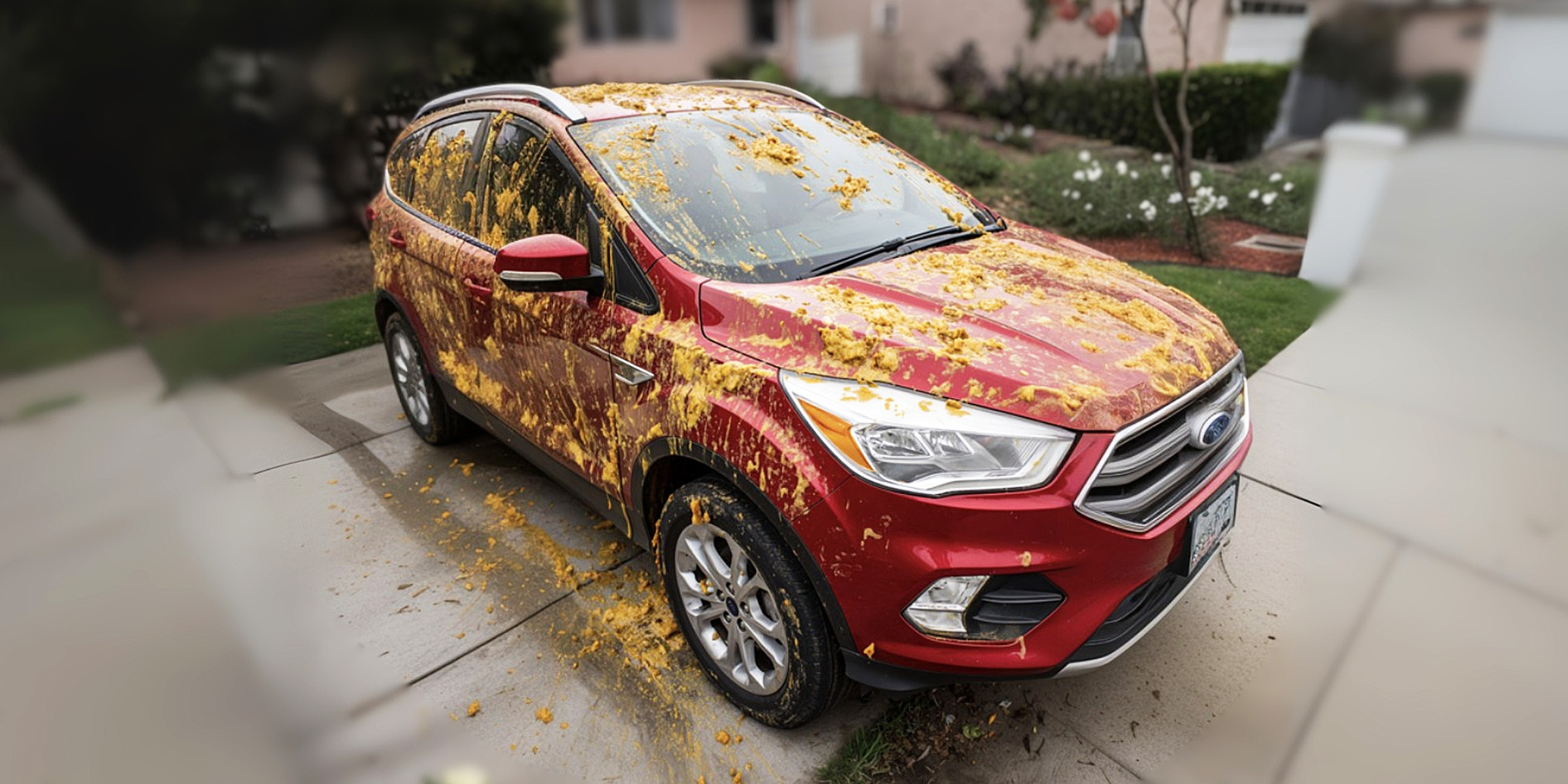 Ein schmutziges rotes Auto | Quelle: The Celebritist