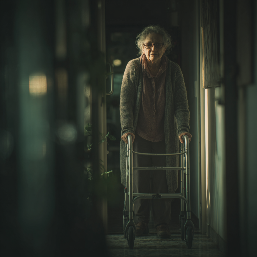 Eine Frau mit einer Gehhilfe | Quelle: Midjourney