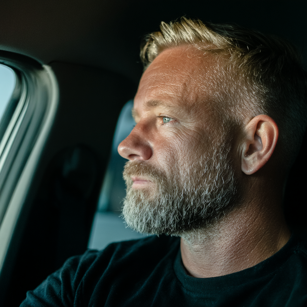 Ein nachdenklicher Mann am Steuer eines Autos | Quelle: Midjourney