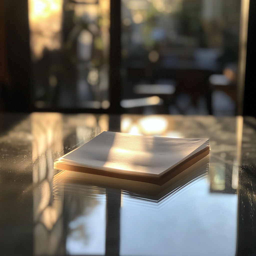 Ein gefaltetes Stück Papier auf einem Tisch | Quelle: Midjourney