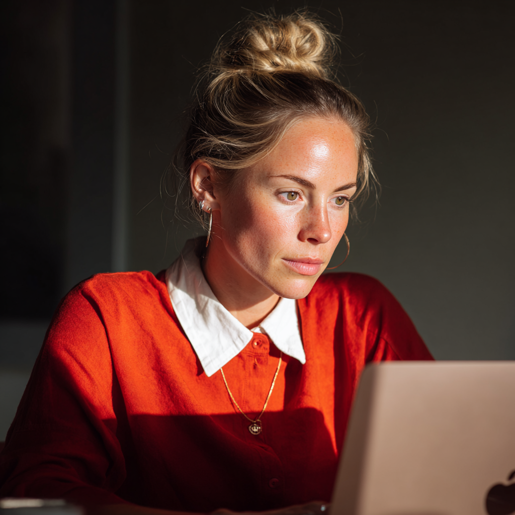 Eine Frau arbeitet an ihrem Laptop | Quelle: Midjourney
