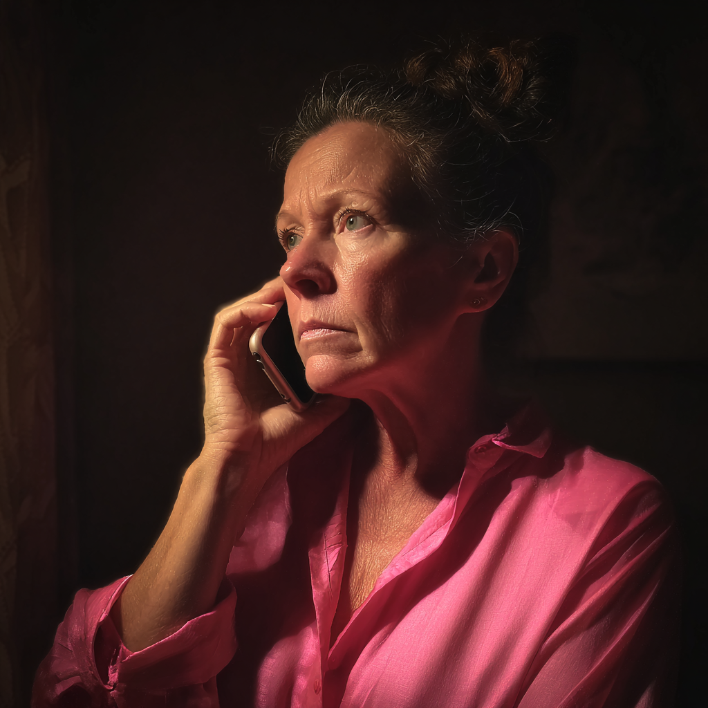 Eine ältere Frau spricht am Telefon | Quelle: Midjourney